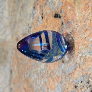 Glass eye studio GES 96 paper weight clear and blue